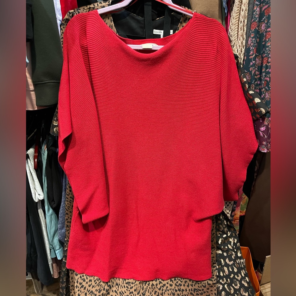 Michael Kors red bat wing sweater top